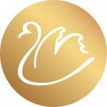 White Swan Bildmarke Goldener Kreis mit einem weißen Schwan